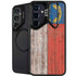 North Carolina Flag Dark Wood Galaxy S24 FE Kickstand Case